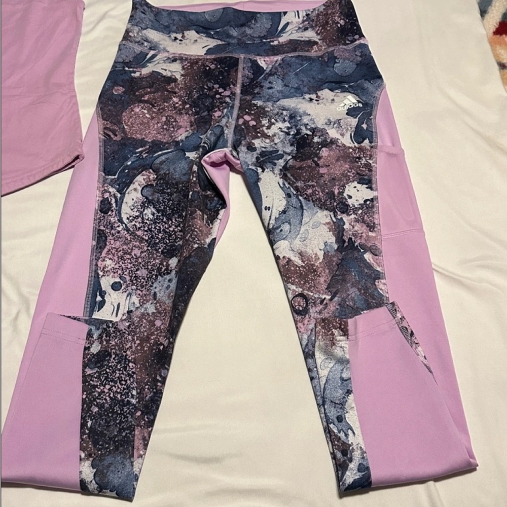 adidas Pink and Blue Patterned Leggings